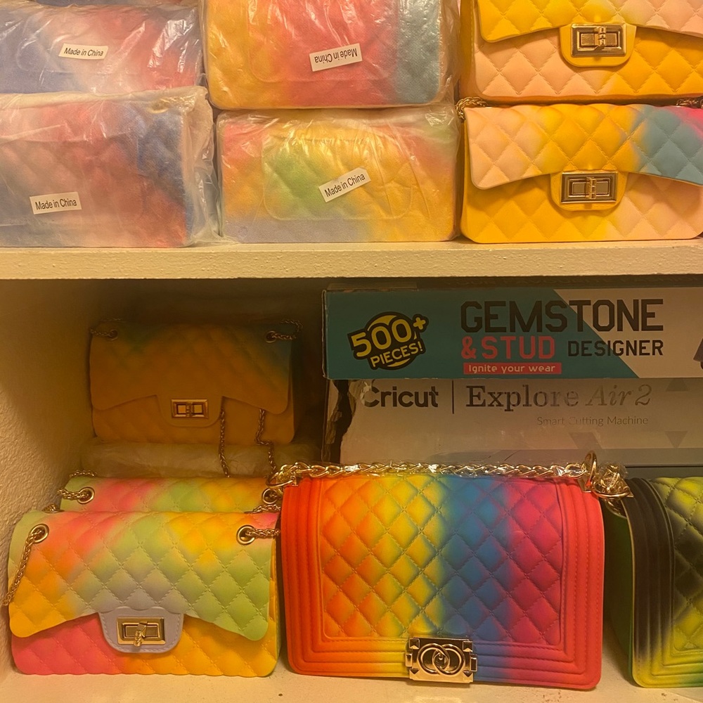 Purses, keychains, slippers